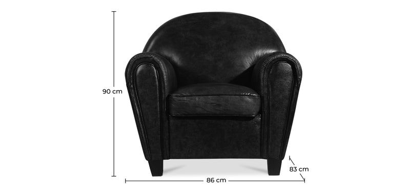 Fauteuil avec accoudoirs - Revêtu de cuir - Club
