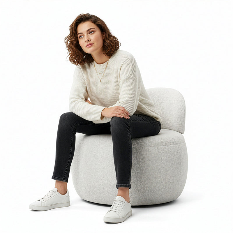 Poltrona in bouclé bianco - imbottita - Melanie