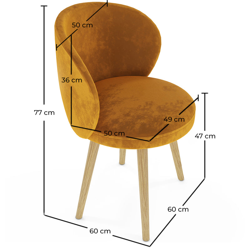 Velvet upholstered dining chair  - Yuna