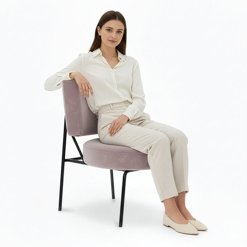 Velvet Upholstered Armchair - Light Pink - Jerna