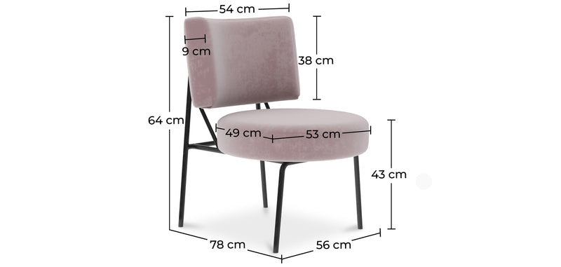 Velvet Upholstered Armchair - Light Pink - Jerna