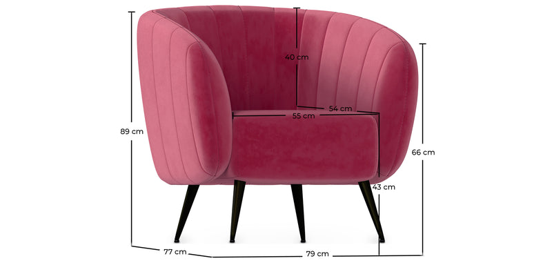 Armchair with Armrests - Upholstered in Velvet - Cognac - Nuba