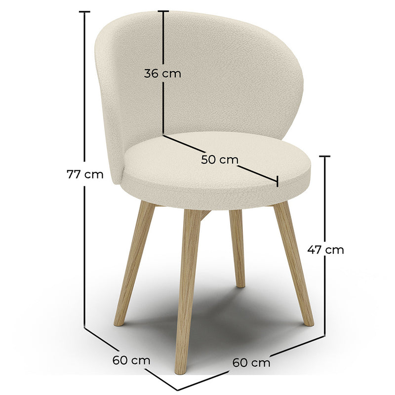 Sedia da pranzo rivestita in bouclé bianco - Yuna