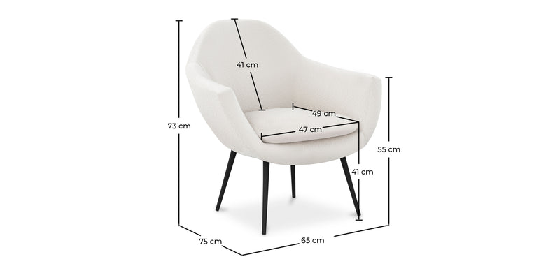 Armchair with Armrests - Upholstered in Boucle Fabric - Eila - gallery 11