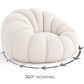 Upholstered Armchair with Ottoman - White Boucle - Rubi - gallery 6
