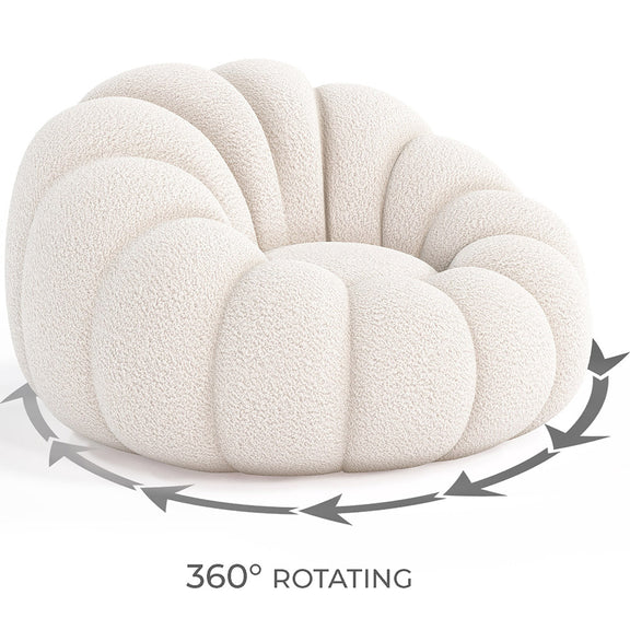 Upholstered Armchair with Ottoman - White Boucle - Rubi - gallery 6