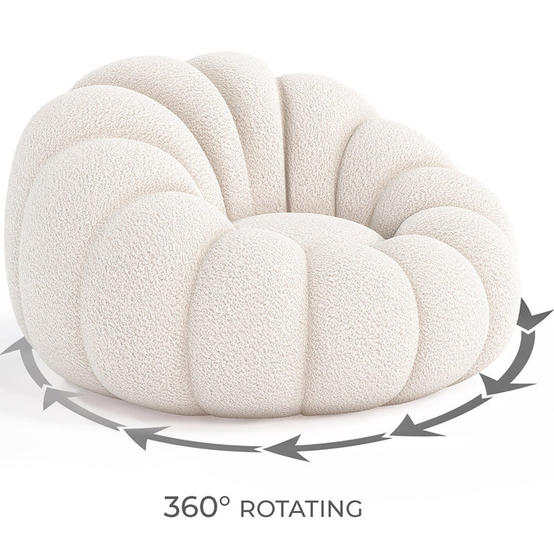 Upholstered Armchair with Ottoman - White Boucle - Rubi - gallery 6