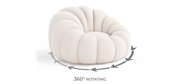 Upholstered Armchair with Ottoman - White Boucle - Rubi - gallery 8