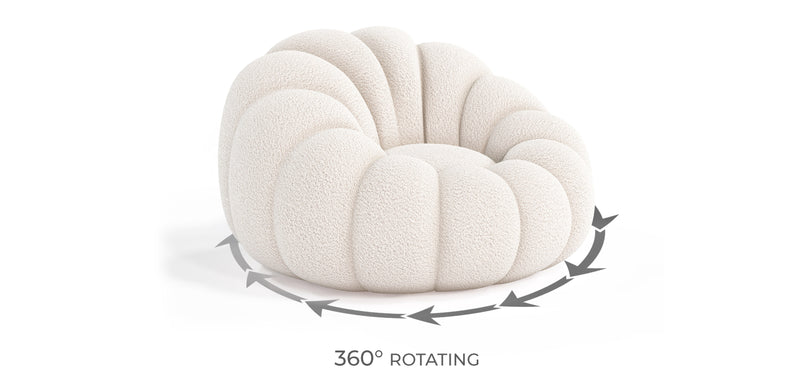 Upholstered Armchair with Ottoman - White Boucle - Rubi - gallery 8