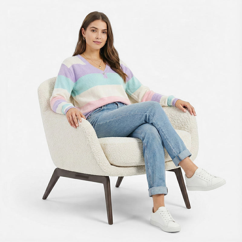 Poltrona estofada em bouclé - Jenna