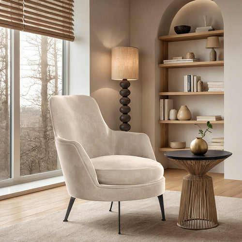 Contemporary Style Upholstered Velvet Design Armchair - Hanneh