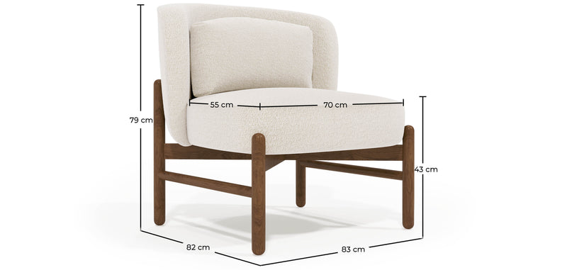Bouclé Fabric and Wood Armchair - Brina