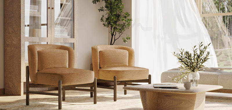 Fauteuil rembourré en velours et bois - Brina