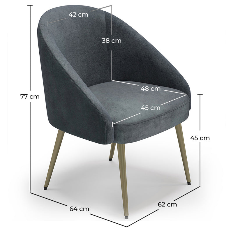 Design Armchair - Upholstered in Velvet - Golden leg - Wasda