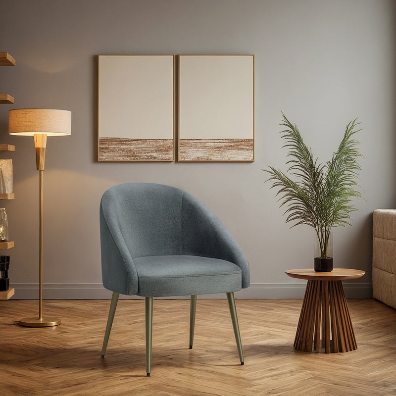 Design Armchair - Upholstered in Velvet - Golden leg - Wasda