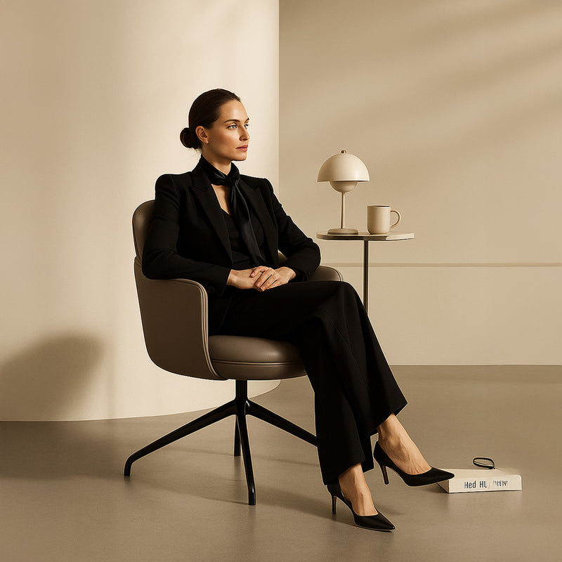 Swivel Armchair Upholstered in Vegan Leather - Modern Design for Luxury Offices and Hotels - Carla