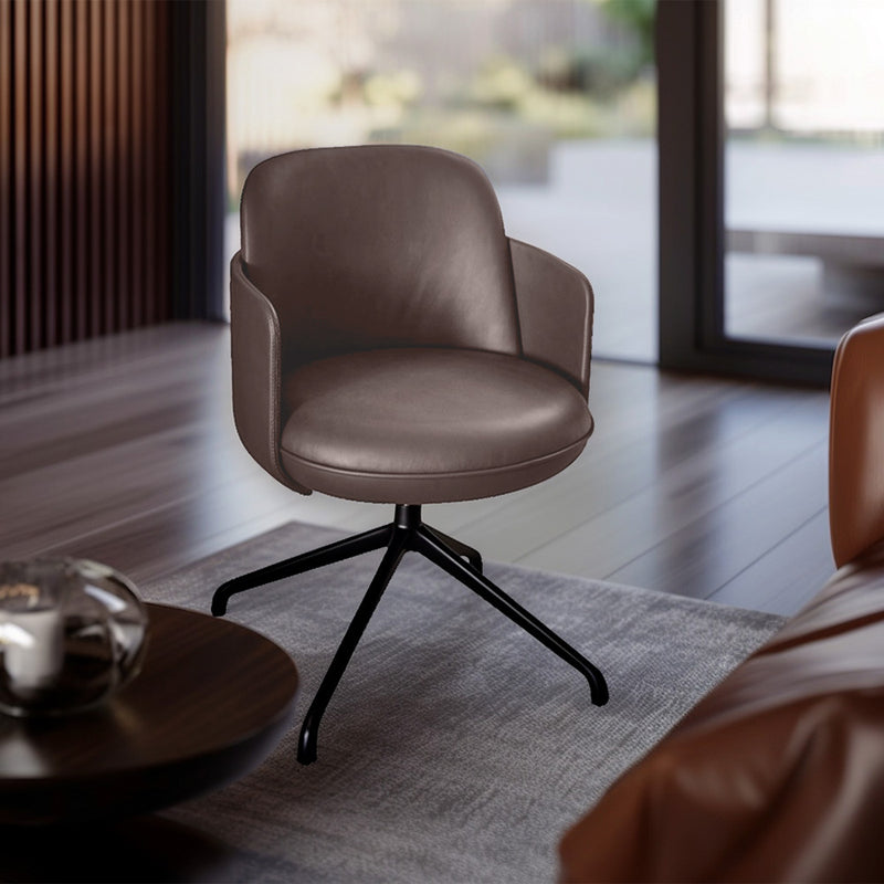 Swivel Armchair Upholstered in Vegan Leather - Modern Design for Luxury Offices and Hotels - Carla