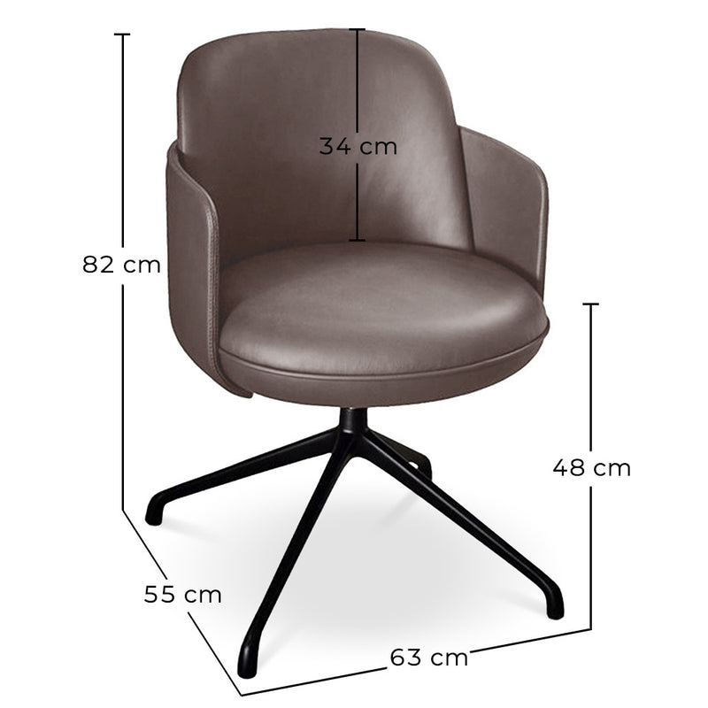 Swivel Armchair Upholstered in Vegan Leather - Modern Design for Luxury Offices and Hotels - Carla