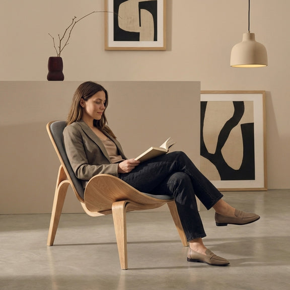 Designer armchair - Scandinavian armchair - Fabric upholstery - Lucy - gallery 4