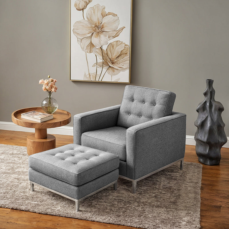 Konel Armchair with Matching Ottoman- Cashmere
