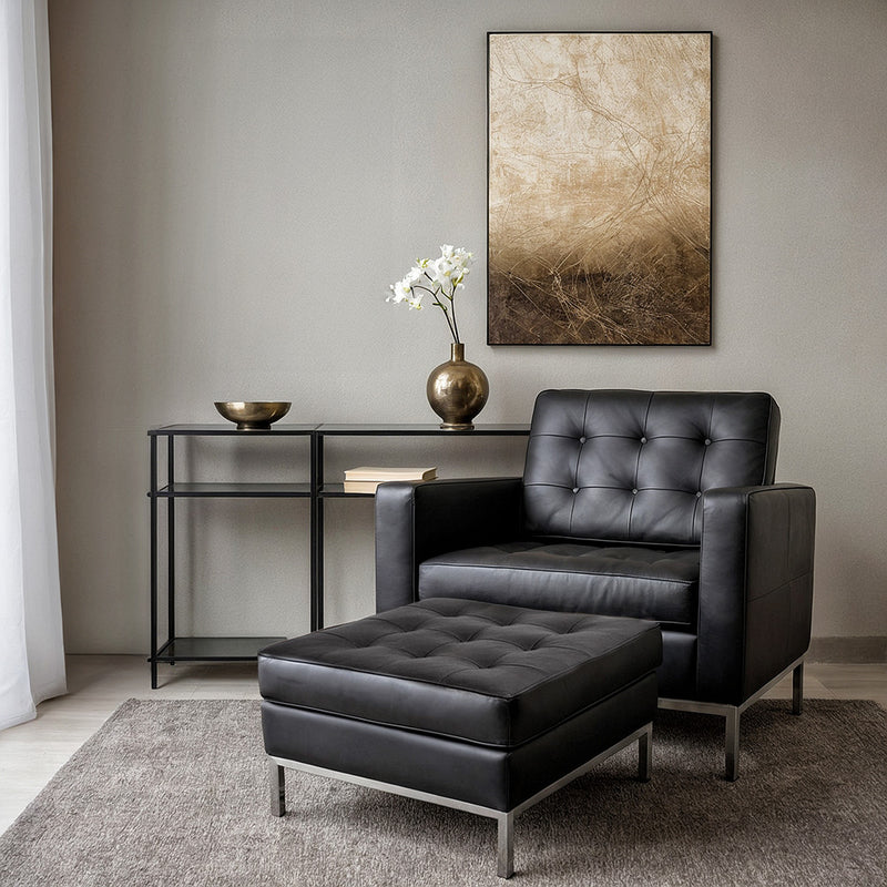 Fauteuil Konel avec pouf assorti - Similicuir