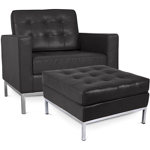 Fauteuil Konel avec pouf assorti - Similicuir