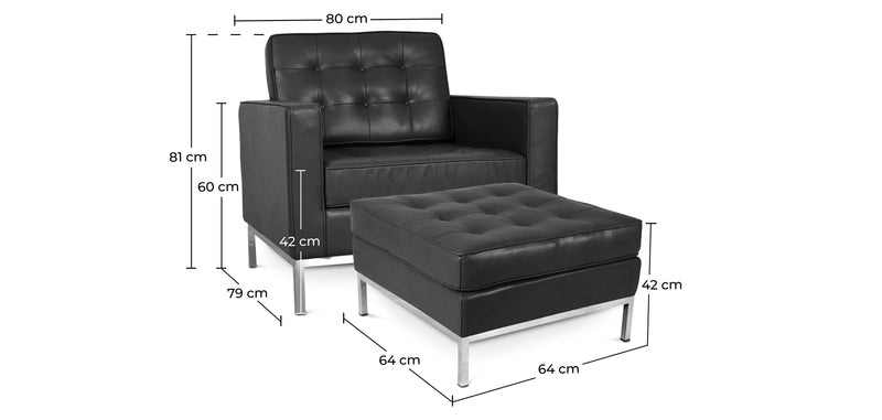 Fauteuil Konel avec pouf assorti - Similicuir