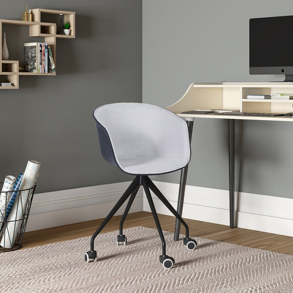 Upholstered Office Chair with Armrests - Desk Chair with Castors - Black and White - Jodie - gallery 3