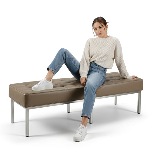 Bench Upholstered in Leather - 3 Seats - Kannes