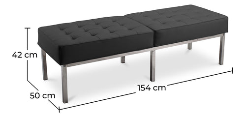 Bench Upholstered in Leather - 3 Seats - Kannes