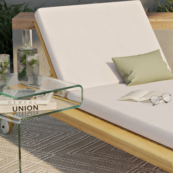 Teak Wood Sun Lounger with Cushion - Steela - gallery 5