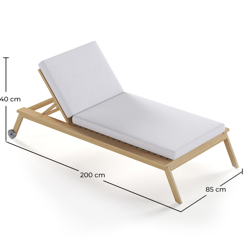 Teak Wood Sun Lounger with Cushion - Steela - gallery 11