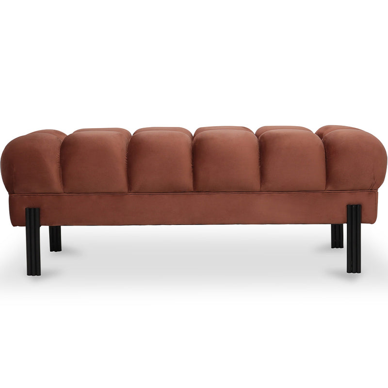 Chesterfield Style Bench Upholstered In Velvet With Iron Legs - Hamptons