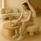Designer Ottoman In White Bouclé – Modern Coffee Table - Sera