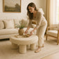 Designer Ottoman In White Bouclé – Modern Coffee Table - Sera