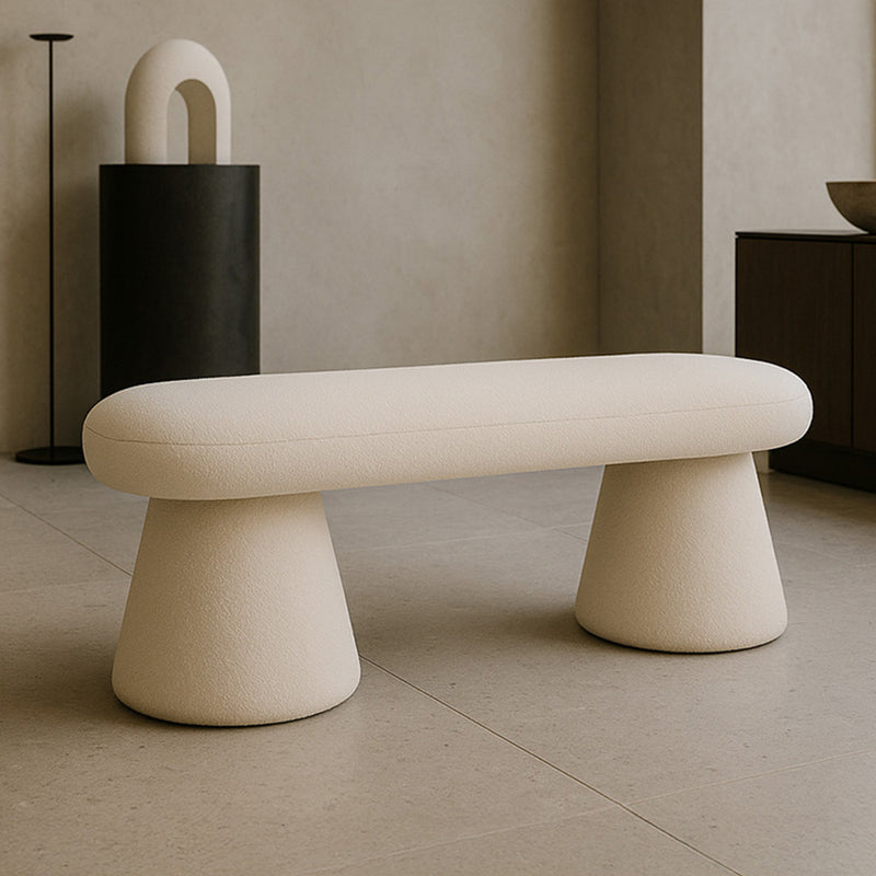Modern Style Bench Upholstered In Bouclé Fabric - Kurt