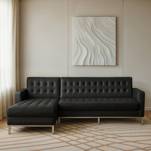 Designerska sofa szezlong - tapicerka skórzana - 3/4-osobowa - Nova