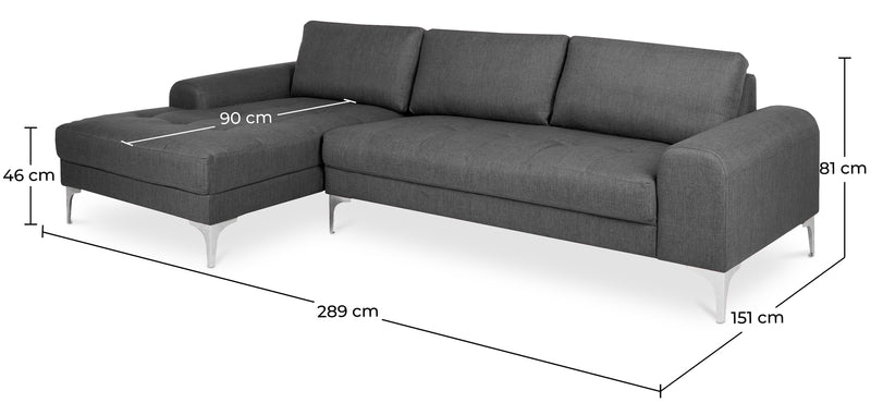 Chaise longue a 4/5 posti - Rivestita in tessuto - Yemy