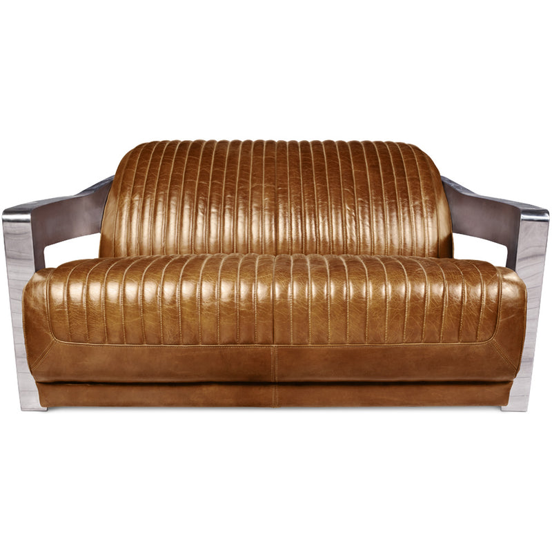 Divano di design Churchill Lounge 2 posti in pelle e acciaio inossidabile