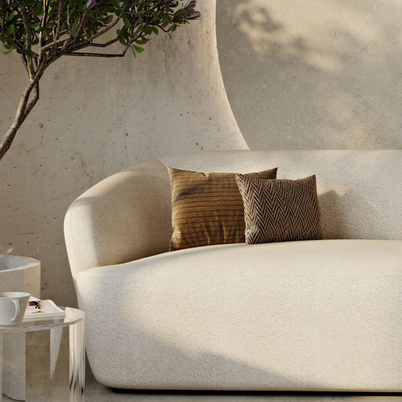 Curved Sofa - 2 Seater - Boucle Fabric - Bold - gallery 5