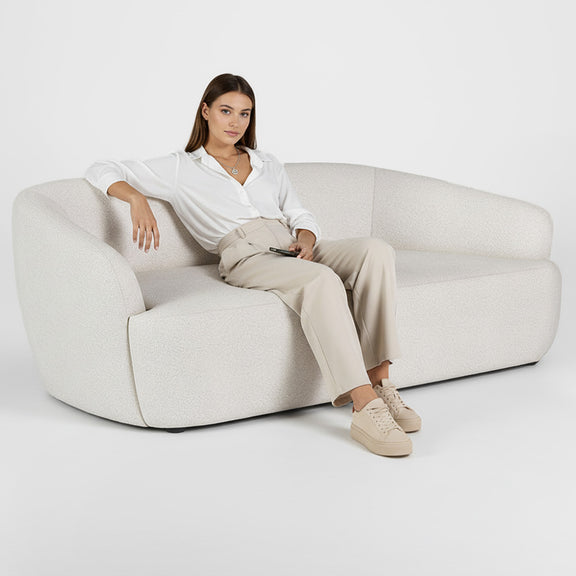 Curved Sofa - 2 Seater - Boucle Fabric - Bold - gallery 4
