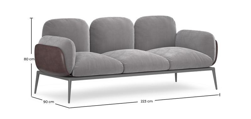 Canapé 3 places - Revêtu de velours - Vandan