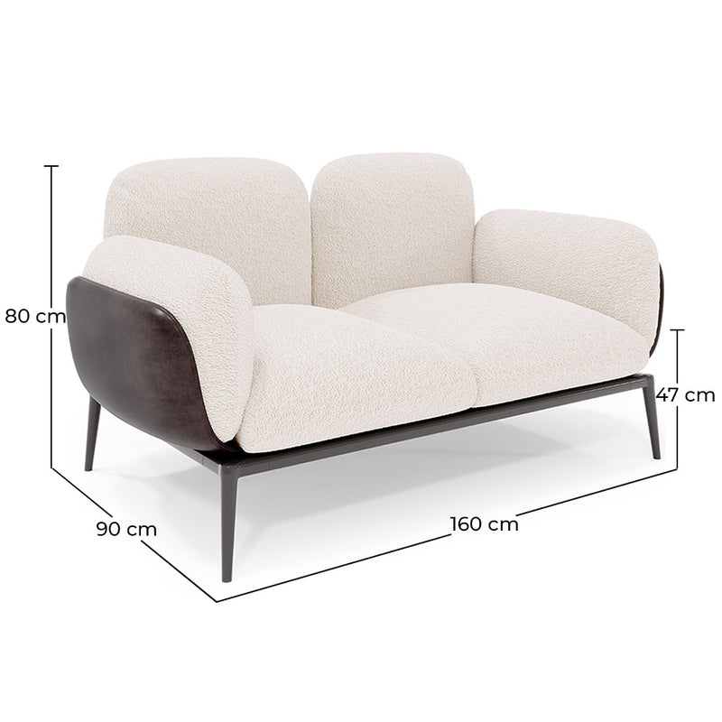 2-Seater Sofa - Upholstered in Bouclé Fabric - Vandan