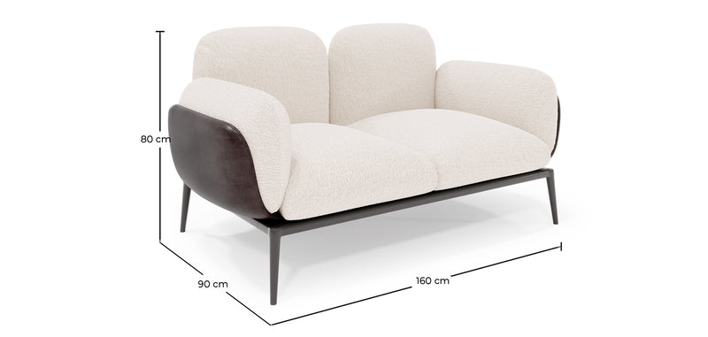 Canapé 2 places en bouclette fausse fourrure Tapissée - Boucles Blanches  - Vandan