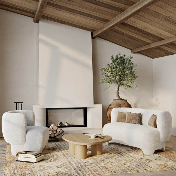 2/3 Seater Sofa - Upholstered in Bouclé Fabric - Magnolia - gallery 5