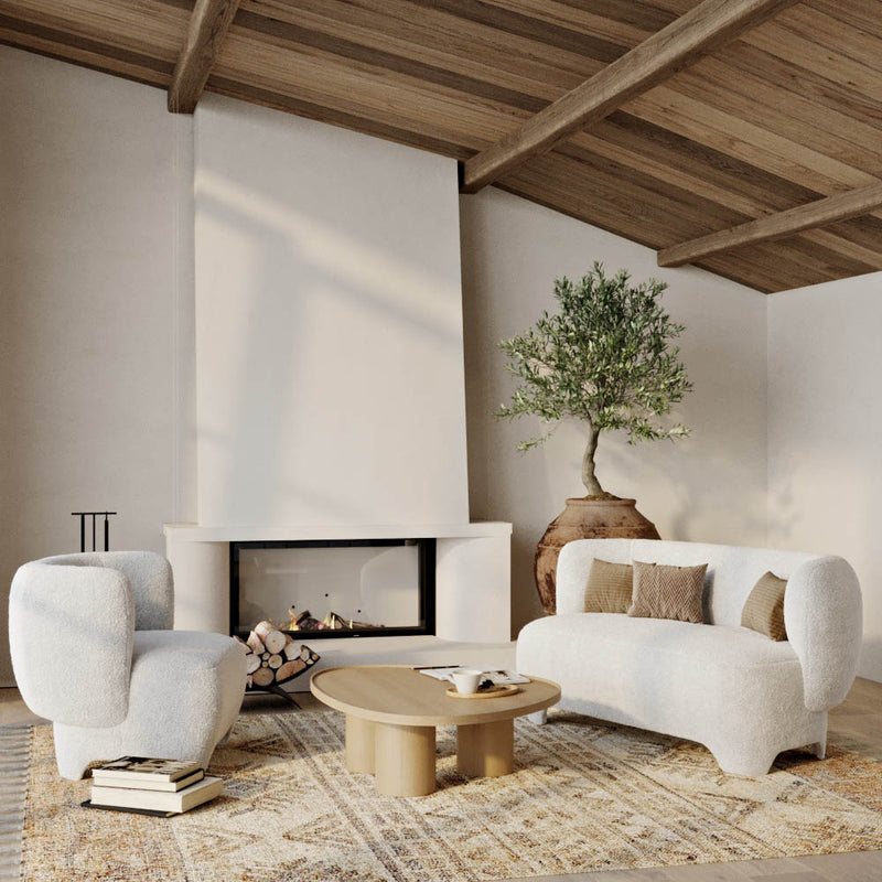 2/3 Seater Sofa - Upholstered in Bouclé Fabric - Magnolia - gallery 5