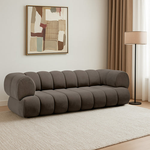 Velvet Upholstered Sofa - Modern Style - 2/3 Seater - Curved Teddy