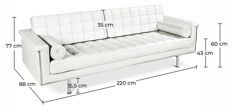 Canapé 3 Places - Revêtu de Polyuréthane - Objective