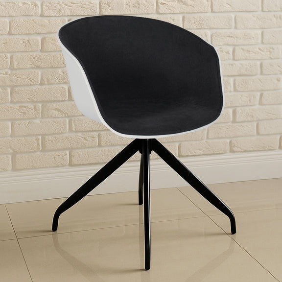 Upholstered Office Chair with Armrests - Black and White Desk Chair - Jodie - gallery 2