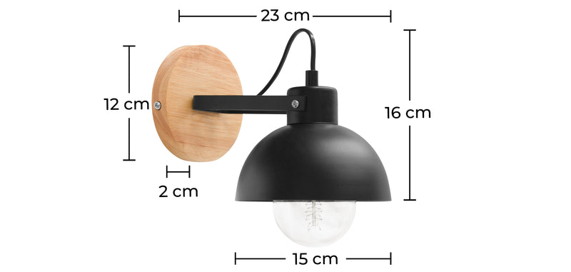 Wandleuchte aus Metall und Holz - Syla